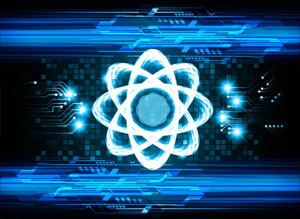Koyu Mavi Parlayan Atom Şeması Çizim Bilgisayar Grafiği Için Soyut — Stok Vektör