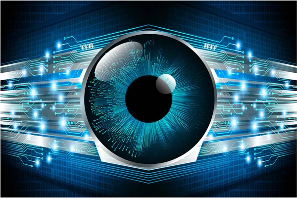 Antecedentes Concepto Tecnología Futura Circuito Cibernético Ojo Azul — Vector de stock