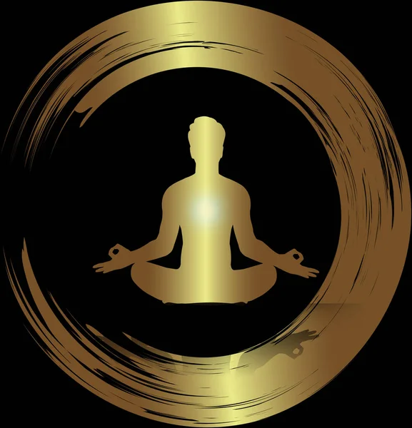 Человек Медитирует Темно Черный Абстрактный Фон Йога Рэй Луч Буддийская — стоковый вектор