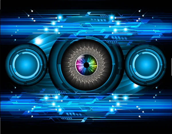Blue Eye Cyber Circuit Future Technology Concept Background — Stock Vector