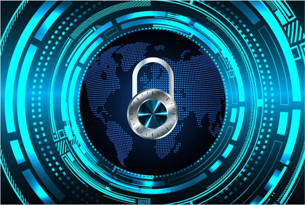 Kilitli siber güvenlik kavramı, soyut yüksek hızlı dijital internet bağlantısı tasarımı