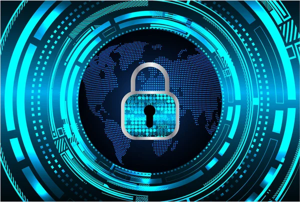 Kilitli siber güvenlik kavramı, soyut yüksek hızlı dijital internet bağlantısı tasarımı