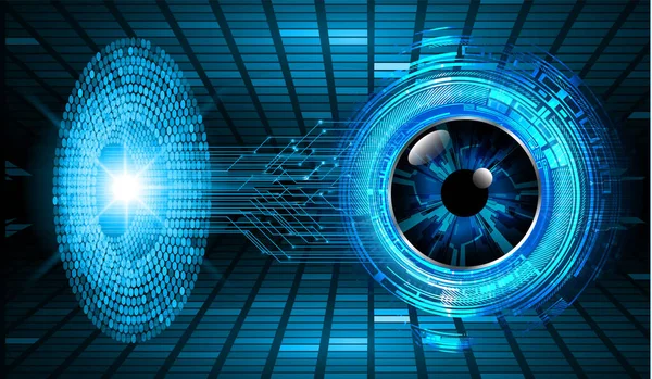 İkili gelecek teknolojisi, mavi göz siber güvenlik konsepti arka plan, soyut yüksek hızlı dijital internet.