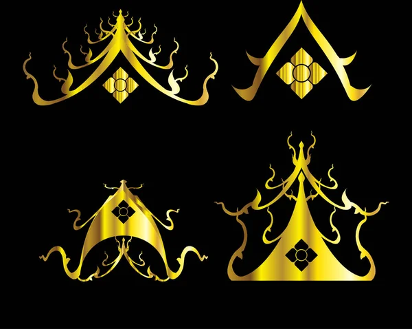 Gold Silbernes Thailändisches Dachsymbol Logo Symbol Abstraktes Design Thailändisches Kunstdekorationselement — Stockvektor