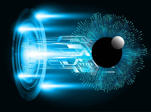 Soyut teknoloji bilim konsepti göz dijital bağlantısı ve mavi arka planda ikili hi teknolojisi