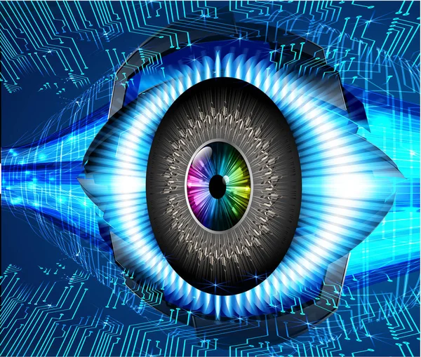 Blue Eye Cyber Circuito Futuro Tecnologia Conceito Fundo — Vetor de Stock