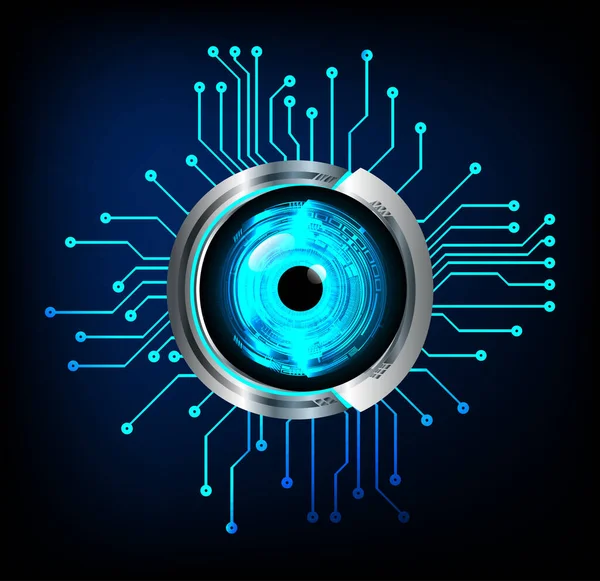 Teknoloji bilimi konsepti göz dijital bağlantısı ve soyut arka planda ikili hi teknolojisi