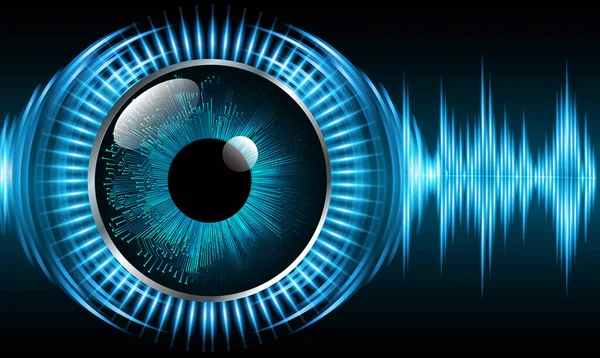 Teknoloji bilimi konsepti göz dijital bağlantısı ve soyut arka planda ikili hi teknolojisi