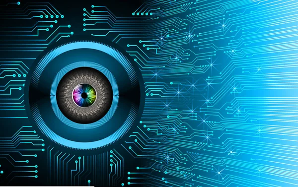 Teknoloji bilimi konsepti göz dijital bağlantısı ve soyut arka planda ikili hi teknolojisi