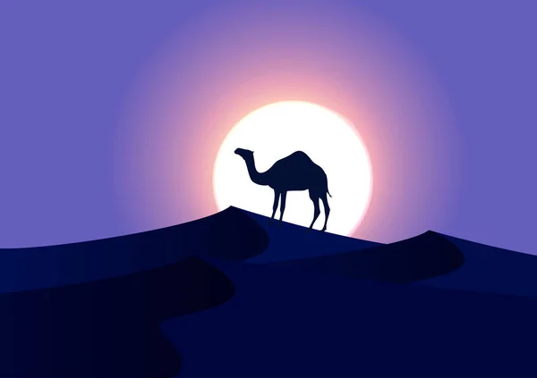 Camellos Desierto Arte Del Papel Sol Globo — Archivo Imágenes Vectoriales