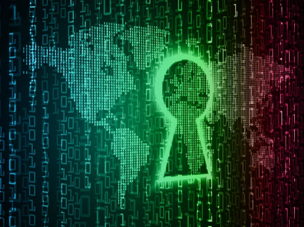 anahtar deliğine sahip siber güvenlik kavramı, soyut yüksek hızlı dijital internet bağlantı tasarımı