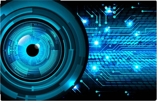 Soyut teknoloji bilim konsepti göz dijital bağlantısı ve mavi arka planda ikili hi teknolojisi