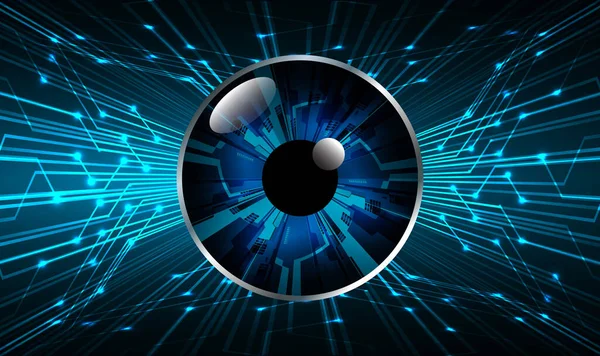 Antecedentes Concepto Tecnología Futura Circuito Cibernético Ojo Azul — Vector de stock