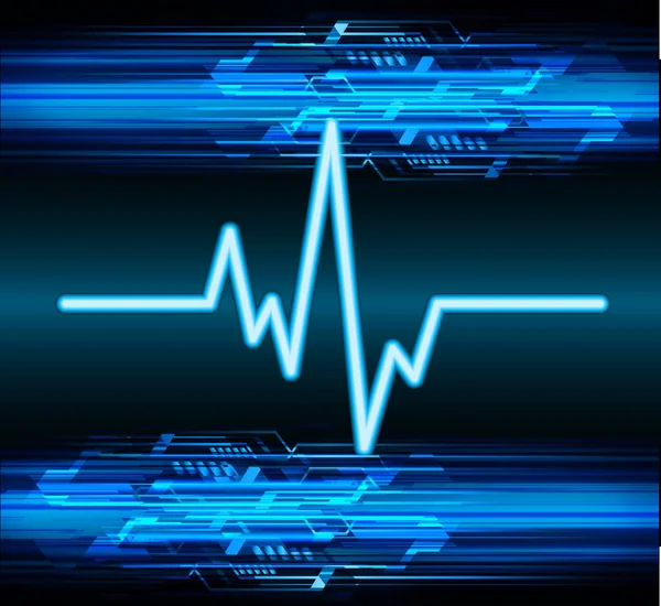蓝心脉冲监测器 带有信号 Ekg图标波 — 图库矢量图片