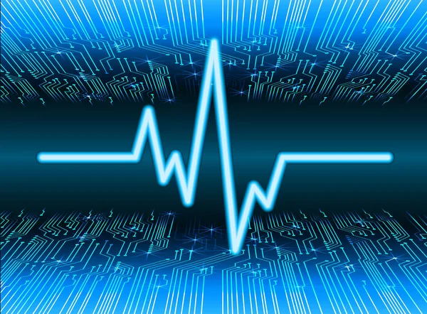 Monitor Pulso Blue Heart Con Señal Latido Ekg Onda Icono — Archivo Imágenes Vectoriales
