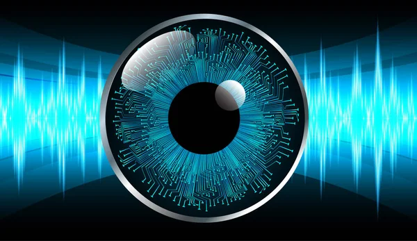 Soyut teknoloji bilim konsepti göz dijital bağlantısı ve mavi arka planda ikili hi teknolojisi