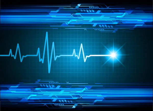 Blue Heart Pulse Monitor Signal Heart Beat Ekg Icon Wave — Stock Vector