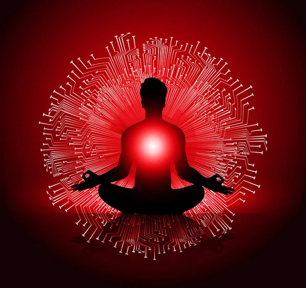 Adam koyu siyah soyut arka plan, yoga üzerine meditasyon yapıyor. - Ray. Işın. Budist Hindu meditasyonu.