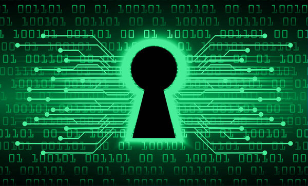 Фон концепции кибербезопасности с замочной скважины, абстрактный высокоскоростной цифровой интернет-соединения