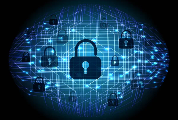 Kilitli siber güvenlik kavramı, soyut yüksek hızlı dijital internet bağlantısı tasarımı