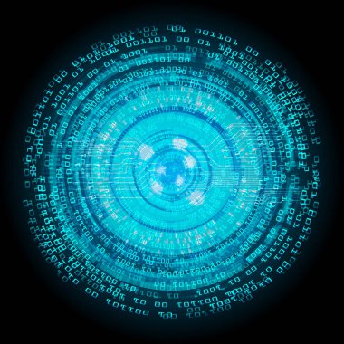 Mavi göz siber devre gelecekteki teknoloji konsepti