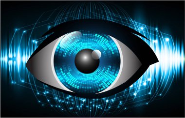 Mavi göz siber devre gelecekteki teknoloji konsepti