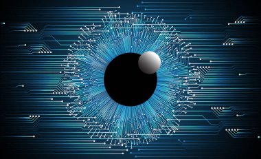 Mavi göz siber devre gelecekteki teknoloji konsepti