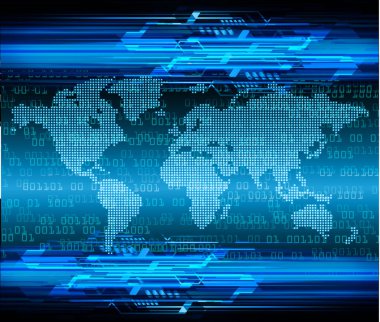 Mavi dünya siber devre gelecekteki teknoloji kavramı