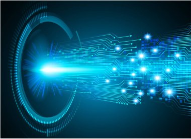 Mavi göz siber devre gelecekteki teknoloji konsepti