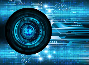 Mavi göz siber devre gelecekteki teknoloji konsepti