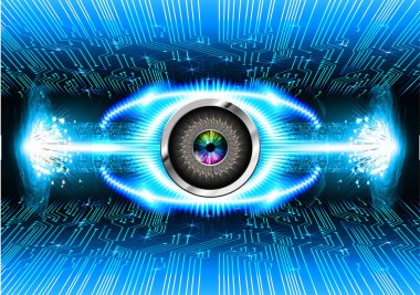 güvenlik siber konsepti göz, soyut yüksek hızlı dijital internet bağlantısı tasarımı