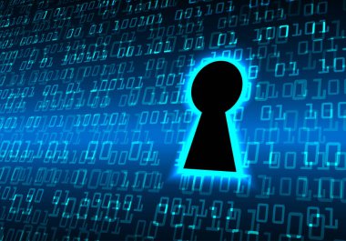Kilitli siber güvenlik kavramı, soyut yüksek hızlı dijital internet bağlantısı tasarımı