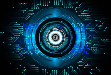 Mavi göz siber devre gelecekteki teknoloji konsepti