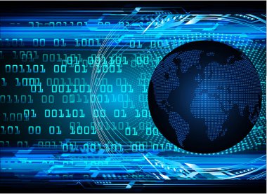 İkili devre kartı gelecek teknolojisi, mor siber güvenlik kavramı özgeçmişi, soyut yüksek hızlı dijital internet. Dünya haritası. piksel vektörü