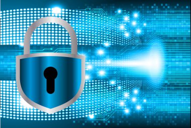 Kilitli siber güvenlik kavramı, soyut yüksek hızlı dijital internet bağlantısı tasarımı