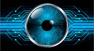 Mavi göz siber devre gelecekteki teknoloji konsepti