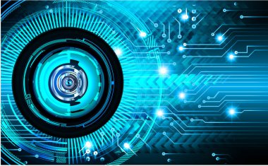 Mavi göz siber devre gelecekteki teknoloji konsepti