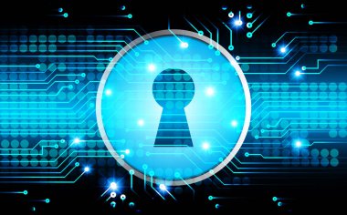 anahtar deliğine sahip siber güvenlik kavramı, soyut yüksek hızlı dijital internet bağlantı tasarımı