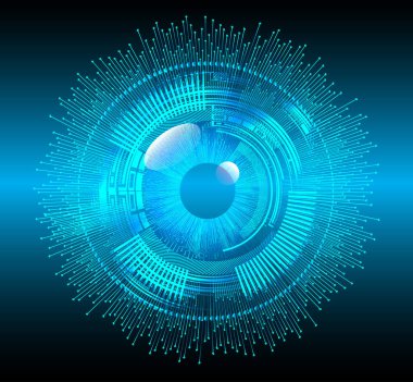 Mavi göz siber devre gelecekteki teknoloji konsepti