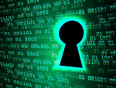 Siber Güvenlik Konsepti. Sayısal Arkaplanda Kapatılmış Asma Kilit 