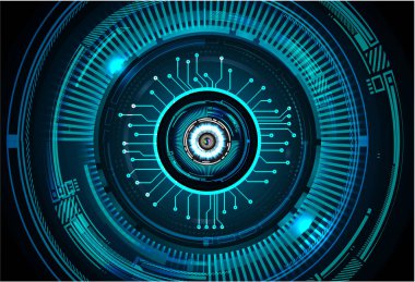 Mavi göz siber devre gelecekteki teknoloji konsepti