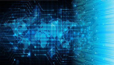 Mavi dünya siber devre gelecekteki teknoloji kavramı