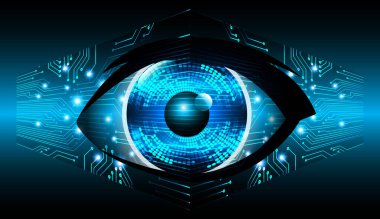 Mavi göz siber devre gelecekteki teknoloji konsepti