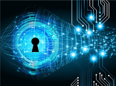 anahtar deliğine sahip siber güvenlik kavramı, soyut yüksek hızlı dijital internet bağlantı tasarımı