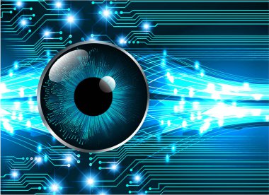 Mavi göz siber devre gelecekteki teknoloji konsepti