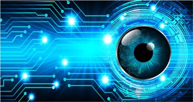 Teknoloji bilimi konsepti göz dijital bağlantısı ve soyut arka planda ikili hi teknolojisi