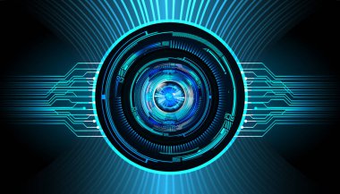 Mavi göz siber devre gelecekteki teknoloji konsepti