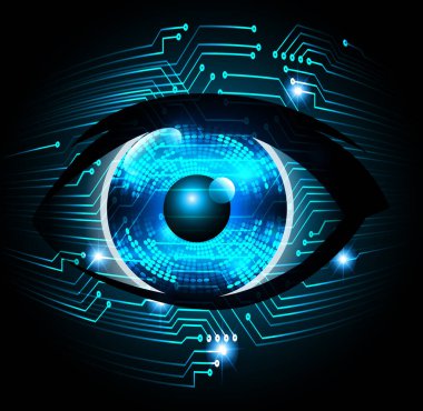Mavi göz siber devre gelecekteki teknoloji konsepti