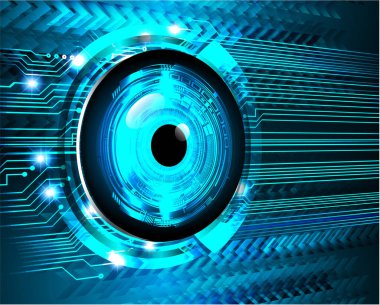 Mavi göz siber devre gelecekteki teknoloji konsepti