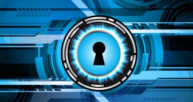 anahtar deliğine sahip siber güvenlik kavramı, soyut yüksek hızlı dijital internet bağlantı tasarımı